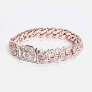 14MM DIAMOND PRONG LINK BRACELET - 2 TONE